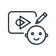 © Arties - Child learning icon with video and pencil for early education apps, preschool teaching tools, video learning platforms, and parenting blogs