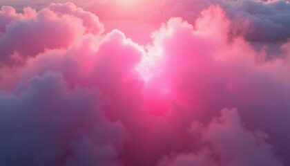 Poster - Soft Pink Clouds Emitting Light During Sunrise  