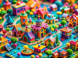 Aufkleber - Abstract Colorful Doodle Pattern, Tilt-Shift Miniature Photography, Artistic Background Design