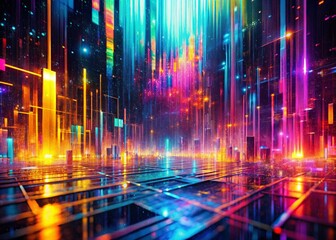 Aufkleber - Abstract Digital Glitch Art: Colorful Pixelated Data Stream
