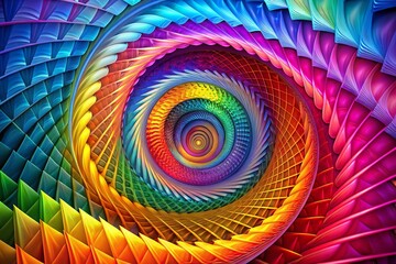 Aufkleber - Aerial Drone Shot: Vibrant Geometric Spiral Abstract Art in Gradient Background