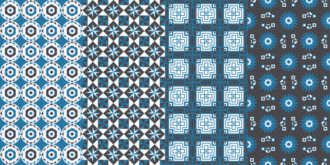 Aufkleber - The patterns are primarily composed of white, blue, and gray colors, creating a visually appealing and modern aesthetic.