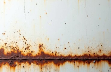 Poster - Illustration of corroded metal with rust and weathered effect. Grunge texture with brown, orange spots on white. Old iron plate surface detail ideal for background, industrial design.