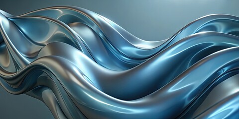 Poster - abstract blue metallic wave background