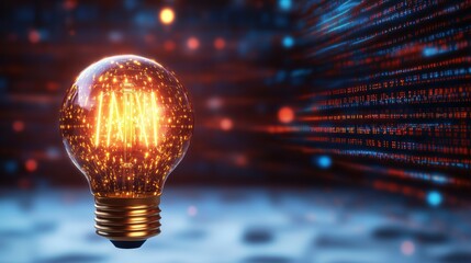 Poster - A Glowing Lightbulb with Filament Forming 