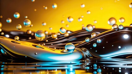 Poster - abstract liquid background with floating spheres