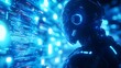 © TE - Ai robot analyzing big data on holographic display in tech lab