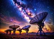 © Man888 - Majestic Night Sky: Giant Satellite Dishes Under Starlit Expanse