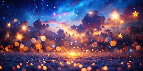 Aufkleber - Midnight Sky Bokeh: Starry Night with Soft Focus Background