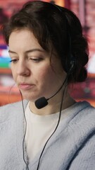 Poster - vertical video customer support workers assisting clients to meet outbound call quotas and sales tar