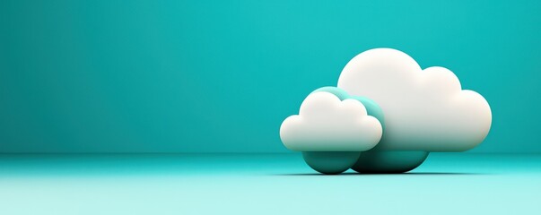 Wall Mural - cloud formation in a minimalist setting digital artwork vibrant teal background abstract aesthetic c
