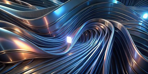 Poster - abstract metallic flow background