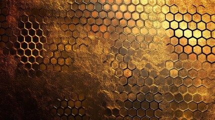 Wall Mural - golden hexagon metal texture background