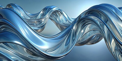 Poster - abstract blue metallic flow