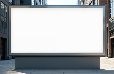 Aufkleber - Blank billboard mockup in urban environment, facade, ready for advertising campaign, branding. Empty advertising space for promotion, business. Mockup with blank display, white screen. City street
