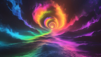 Wall Mural - a vibrant swirl of colors forms a tunnel-like vortex, creating an illusion of depth and movement. th