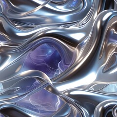 Wall Mural - A mesmerizing display of glossy, metallic surfaces intertwines to create an abstract, fluid pattern. Reflective highlights and shadows accentuate the smooth, flowing lines in various shades of silver 