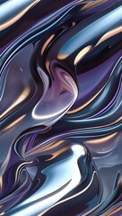 Wall Mural - Swirling metallic colors blend seamlessly, creating a fluid and dynamic composition. Light reflections and shadows enhance the abstract design with a sense of depth and movement.