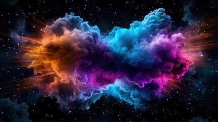 a vibrant cosmic nebula explodes with colorful clouds of gas and dust in a breathtaking giixel-quali