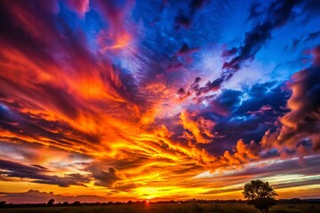 Aufkleber - Silhouette Photography Background Canvas: Dramatic Sunset Backdrop for Creative Projects