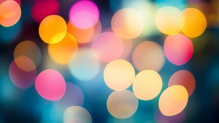 Poster - Abstract Colorful Bokeh Background Bright Festive Lights Blurred Circles Soft Glow Vivid Colors Holiday Design Elegant Pattern Romantic Atmosphere Dreamy Illumination Festive Sparkle Shiny Texture    