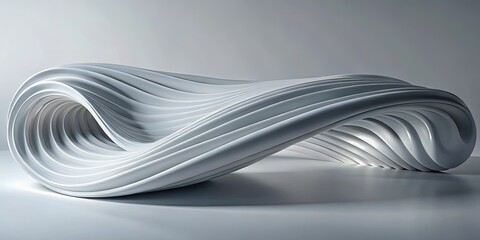 Aufkleber - abstract white form, swirling lines, modern sculpture