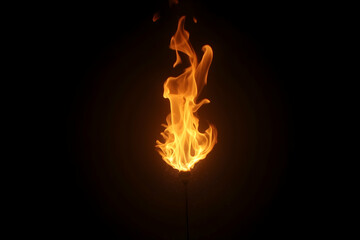 Poster - Captivating orange yellow flame dance gracefully suspended in the air, embodying passion, energy, and transformation, illuminating artistic expression