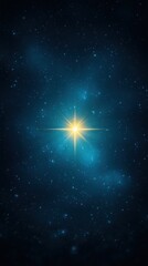 Wall Mural - A radiant star shines brightly against a deep blue cosmic background, showcasing the beauty and vastness of space.