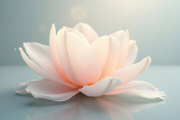 Poster - Elegant Soft Light, A Gentle Bloom with Translucent Petals and Wispy Brushstrokes Evoking Serenity and Calmness in a Delicate Color Palette