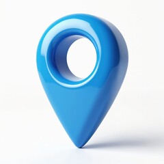Aufkleber - Blue 3D location pin icon isolated on white background. Represents navigation, direction, address, search. Place marker, map symbol. Perfect for apps, web, business, GPS, travel, tourism, technology.