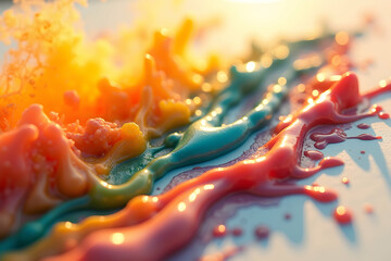 Poster - Hyperrealistic Macroscopic Exploration of Vibrant Oil Pastels, A Colorful Abstract Texture for Creative Backgrounds and Artistic Compositions