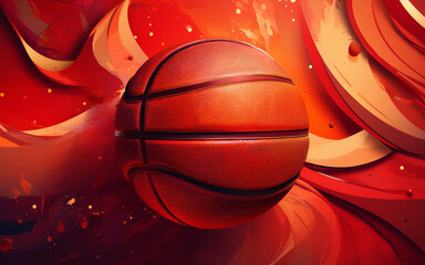 Wall Mural - red basketball background and red background