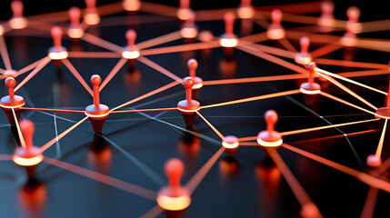 Poster - Networking connections and data flow visualization digital space infographic abstract environment aerial viewpoint