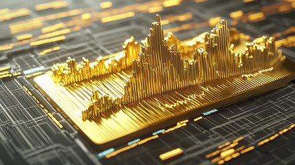 Poster - Data visualization of gold market trends digital space 3d rendering tech environment close-up view financial insight