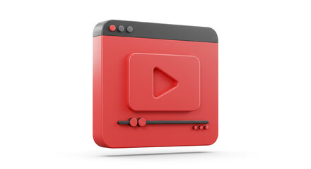 Poster - press play on vibrant adventures: a bold red video player icon with a sleek, modern design.