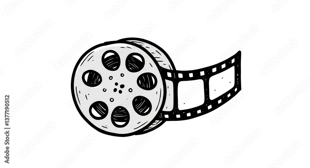 Retro Film Rol Drawing Film Reel Drawing of Retro Movie for Cinema Entertainment Stock ...