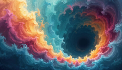 Aufkleber - Abstract digital artwork shows swirling vortex of vivid colors. Bright colours flow to center. Dynamic artistic design creates visual interest. Great background graphic, wallpaper, creative design