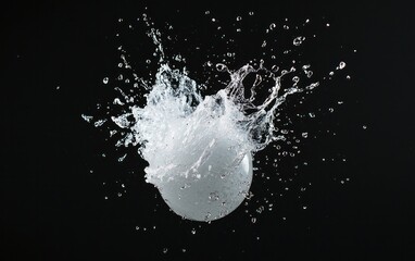 Poster - White sphere exploding against a black background, water splash with glitter effect. High speed photography