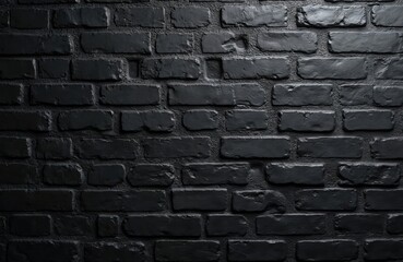 Leinwandbilder - Close-up black brick wall texture. Rough, grunge surface pattern creates dark moody background. Aged weathered construction, industrial design. Simple, solid structure, urban style.
