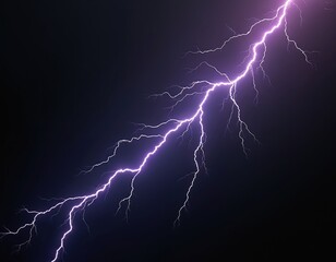 Poster - Realistic vibrant lightning bolt isolated on black background. Thunderstorm effect, bright glowing, magic purple thunderstorm. Perfect for design, creative projects, weather news. Electric energy,