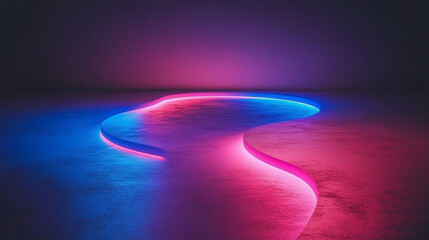 Poster - A technology background featuring two parallel paths in a red and blue color scheme, symbolizing the convergence of different technological pathways in a futuristic and modern world.

