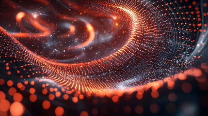 Poster - Glowing digital particles flowing abstract background wallpaper tech environment futuristic perspective