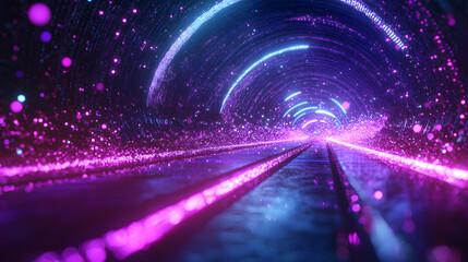 Poster - Dynamic abstract data flow digital tunnel background glowing particles wallpaper futuristic environment vibrant viewpoint