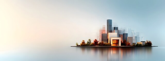 Poster - a detailed 3d blueprint showcasing a visually striking mixed use highrise development with sleek geo