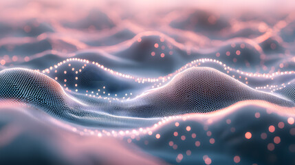 Poster - Dynamic neural network waves digital background wallpaper abstract visualization futuristic environment high-tech viewpoint
