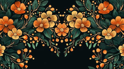 Aufkleber - A cheerful Nowruz card with blooming flowers, decorative patterns, and a warm festive message.