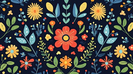 Aufkleber - A cheerful Nowruz card with blooming flowers, decorative patterns, and a warm festive message.