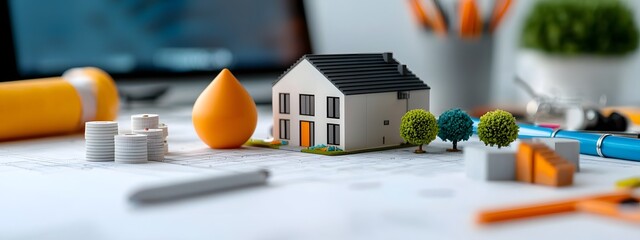 Poster - a miniature architectural model showcasing intricate design elements and engineering plans for a mul