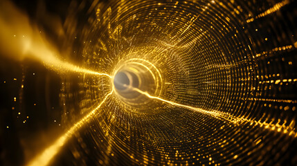 Poster - Augmented reality visualized through gold energy tunnel wallpaper digital art technology background futuristic viewpoint