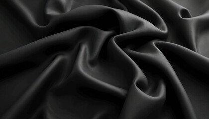 Aufkleber - Illustration featuring black silk fabric with rich drapery. Smooth, delicate texture, matte sheen. Elegant flowing, luxurious textile, soft material. Used for fashion design, abstract background,